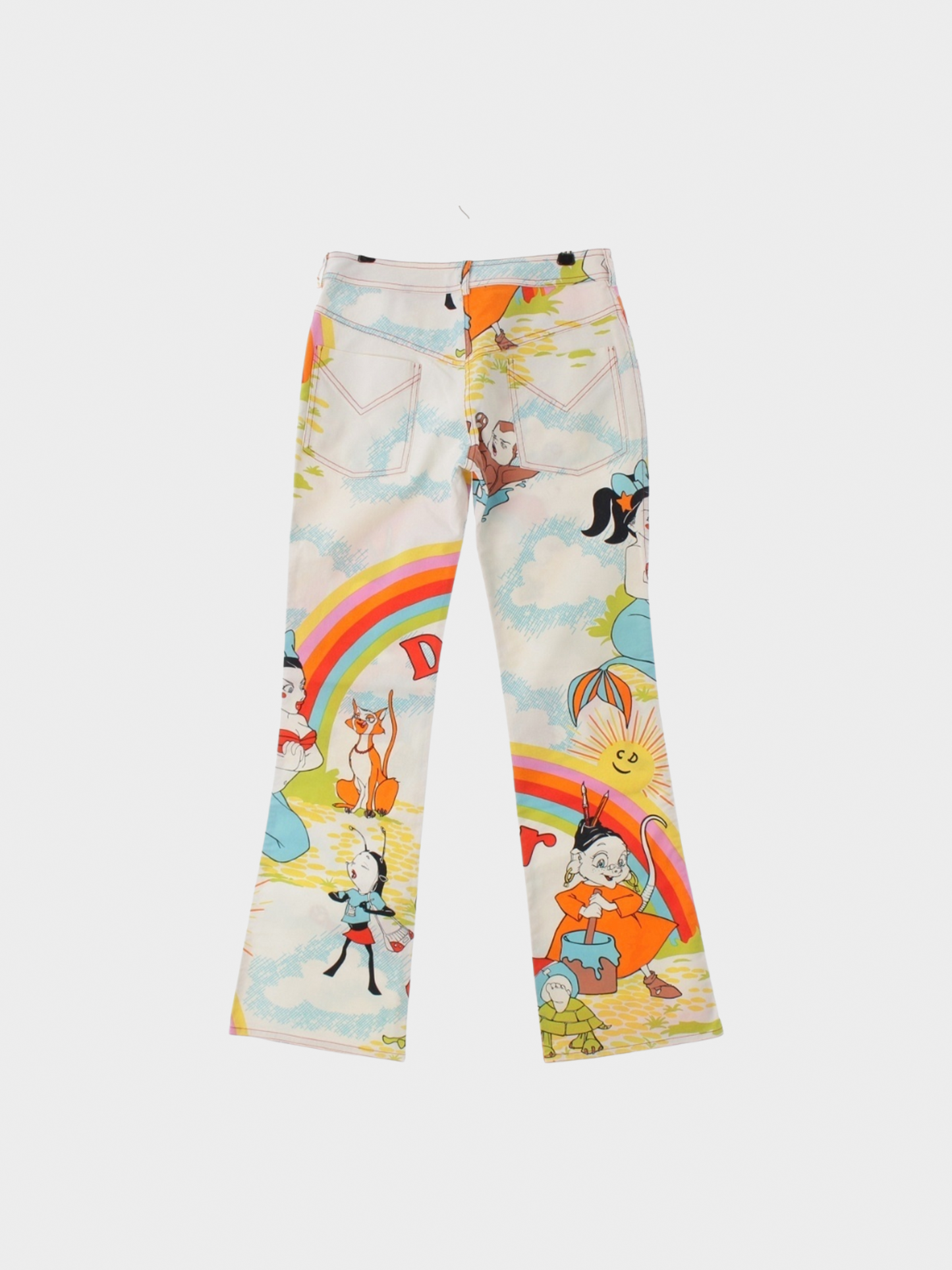 Christian Dior 2002 Cartoon Print Flared Denim Pants
