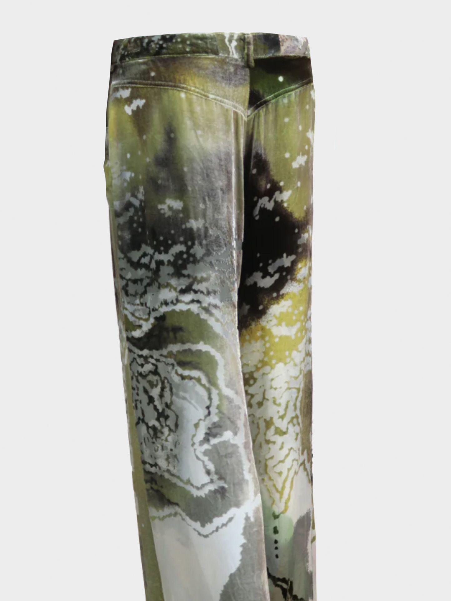 Christian Dior 2000s Green Silk Camouflage Pants