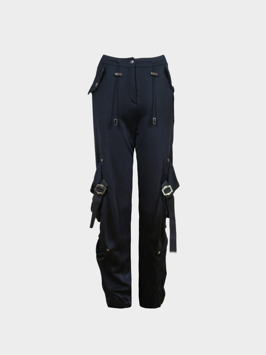 Christian Dior FW 2003 Black Viscose Cargo Pants