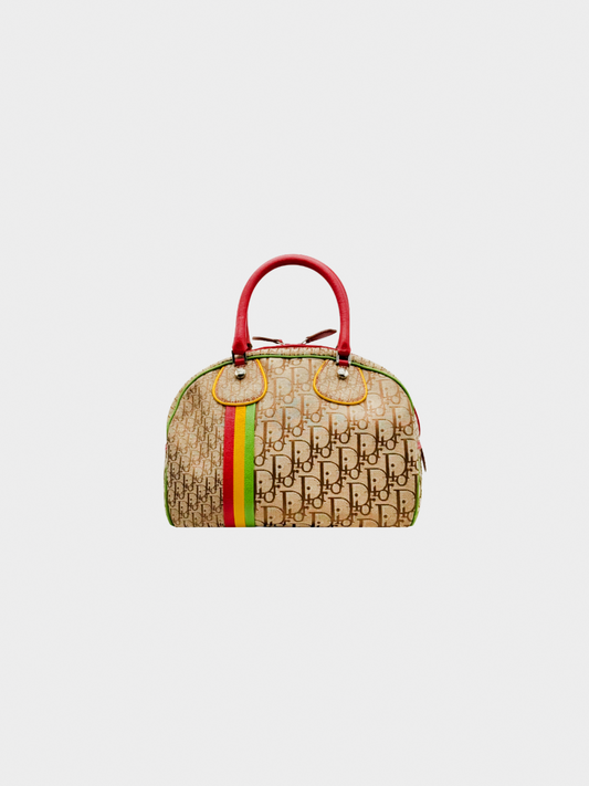 Christian Dior 2004 Beige Rasta Bowling Bag