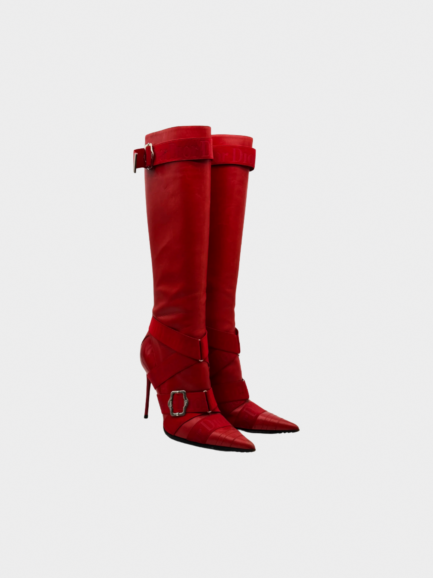 Christian Dior FW 2004 Red Strap Boots