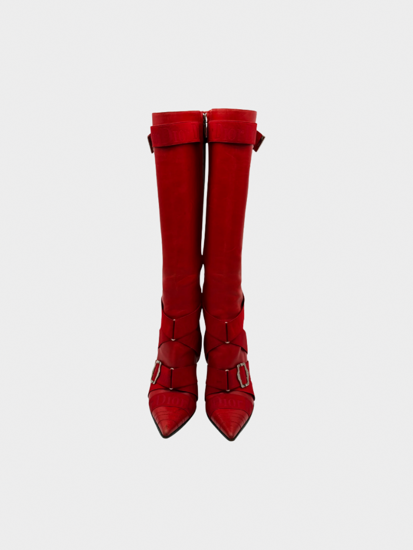 Christian Dior FW 2004 Red Strap Boots