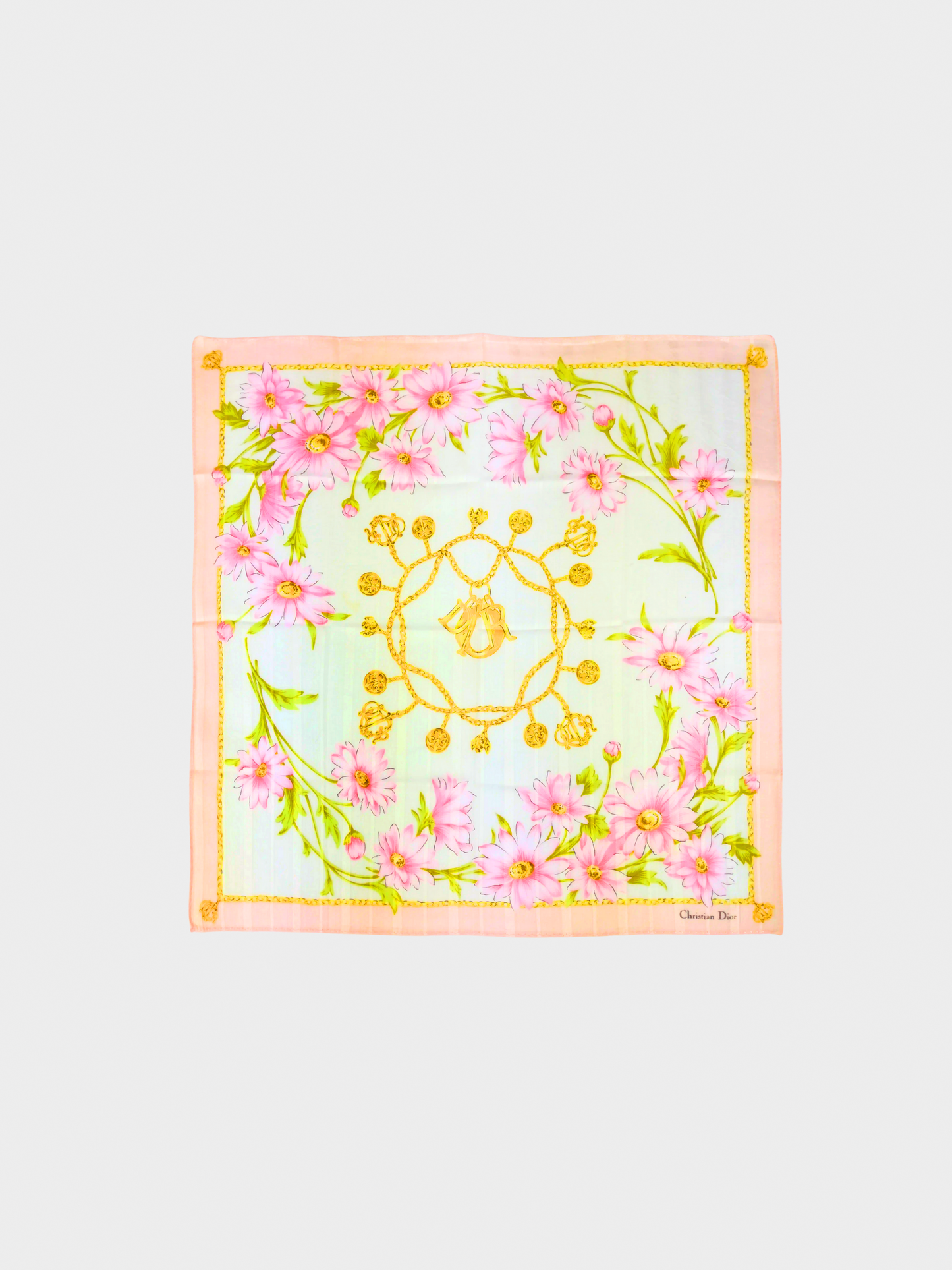 Christian Dior 1990s Silk Floral Handkerchief Scarf