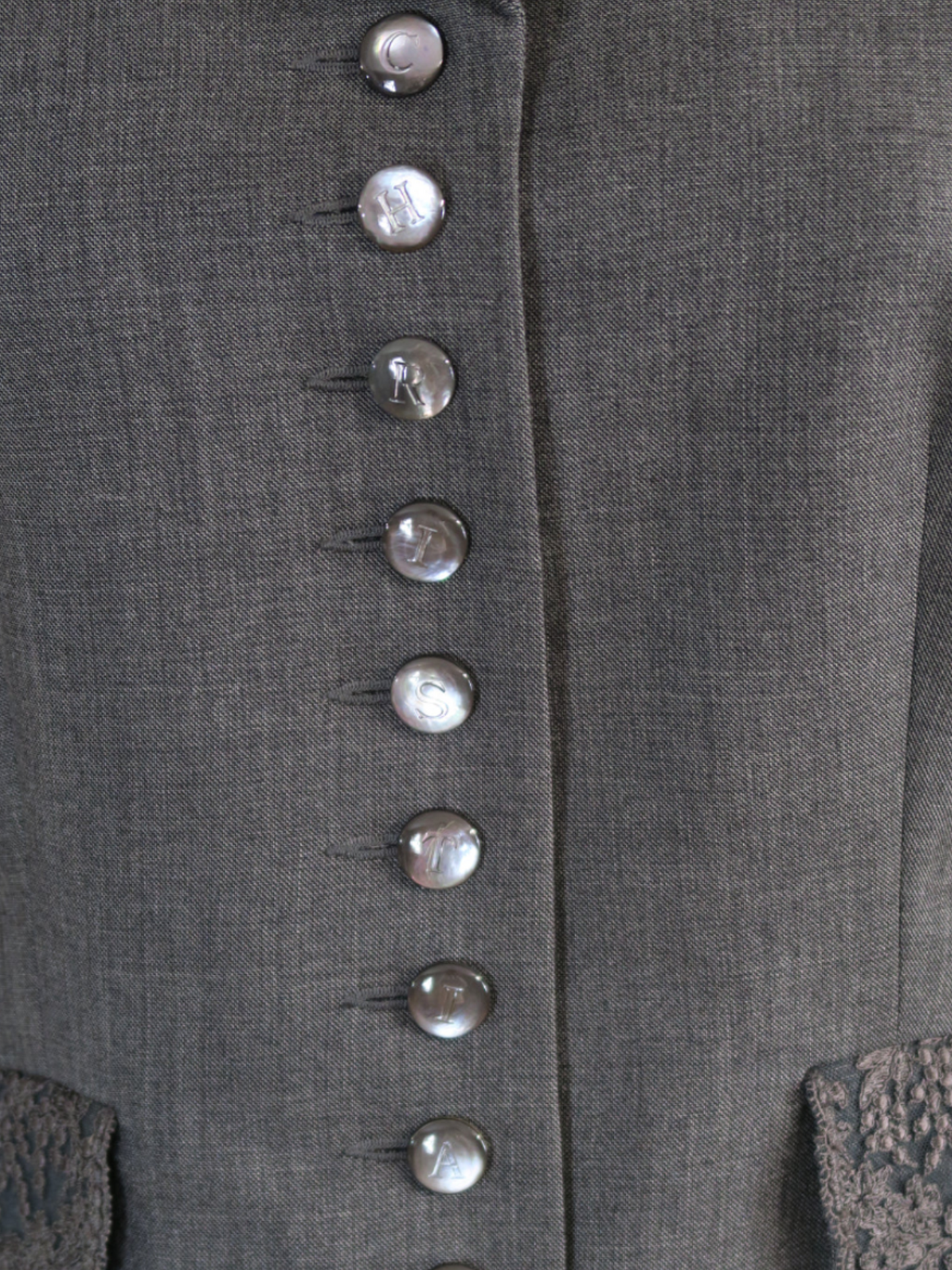 Christian Dior FW 1997 Grey Wool and Lace Blazer and Skirt Set