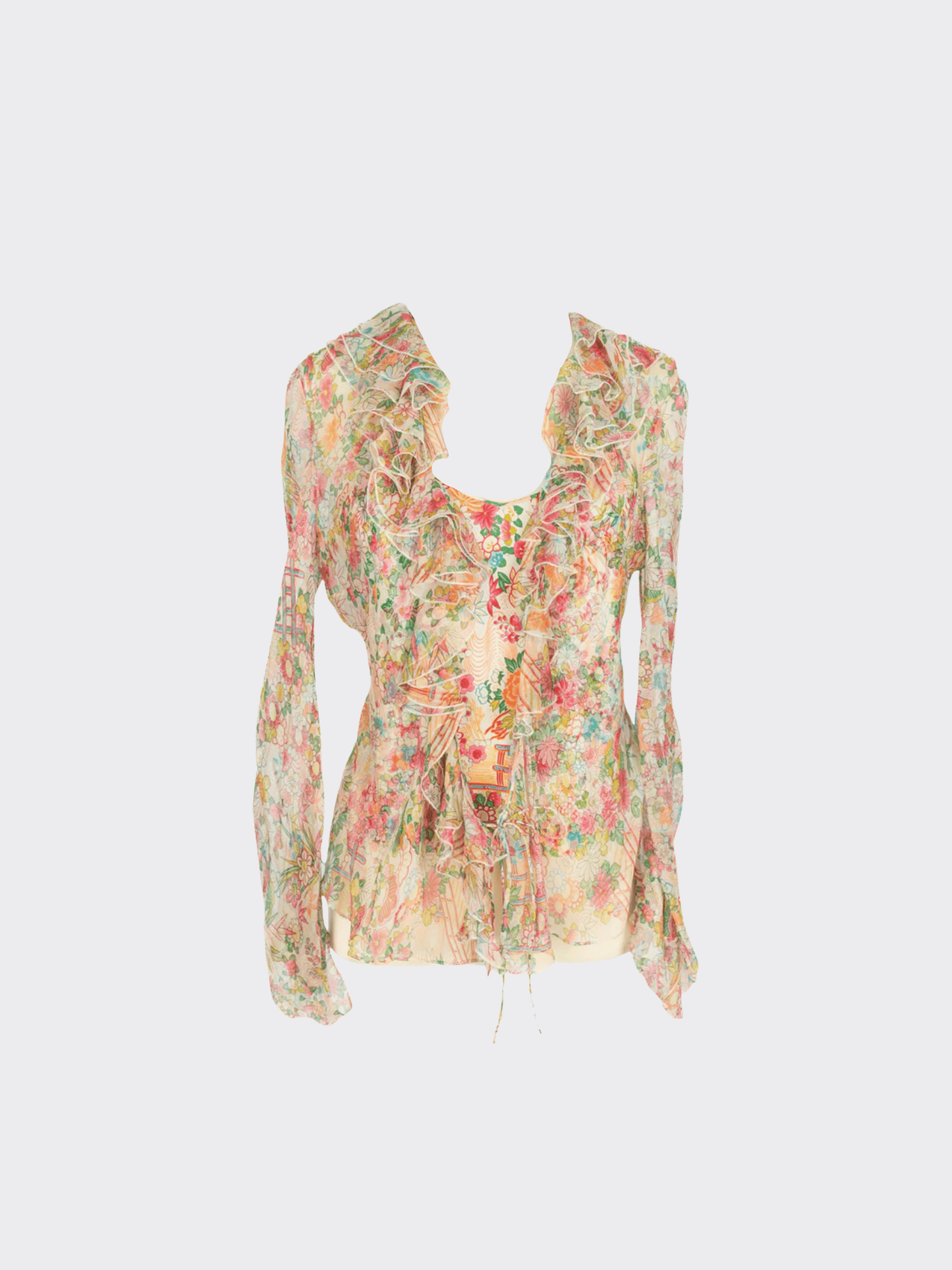Christian Dior SS 2002 Matching Floral Print Cardigan, Top, and Skirt Set