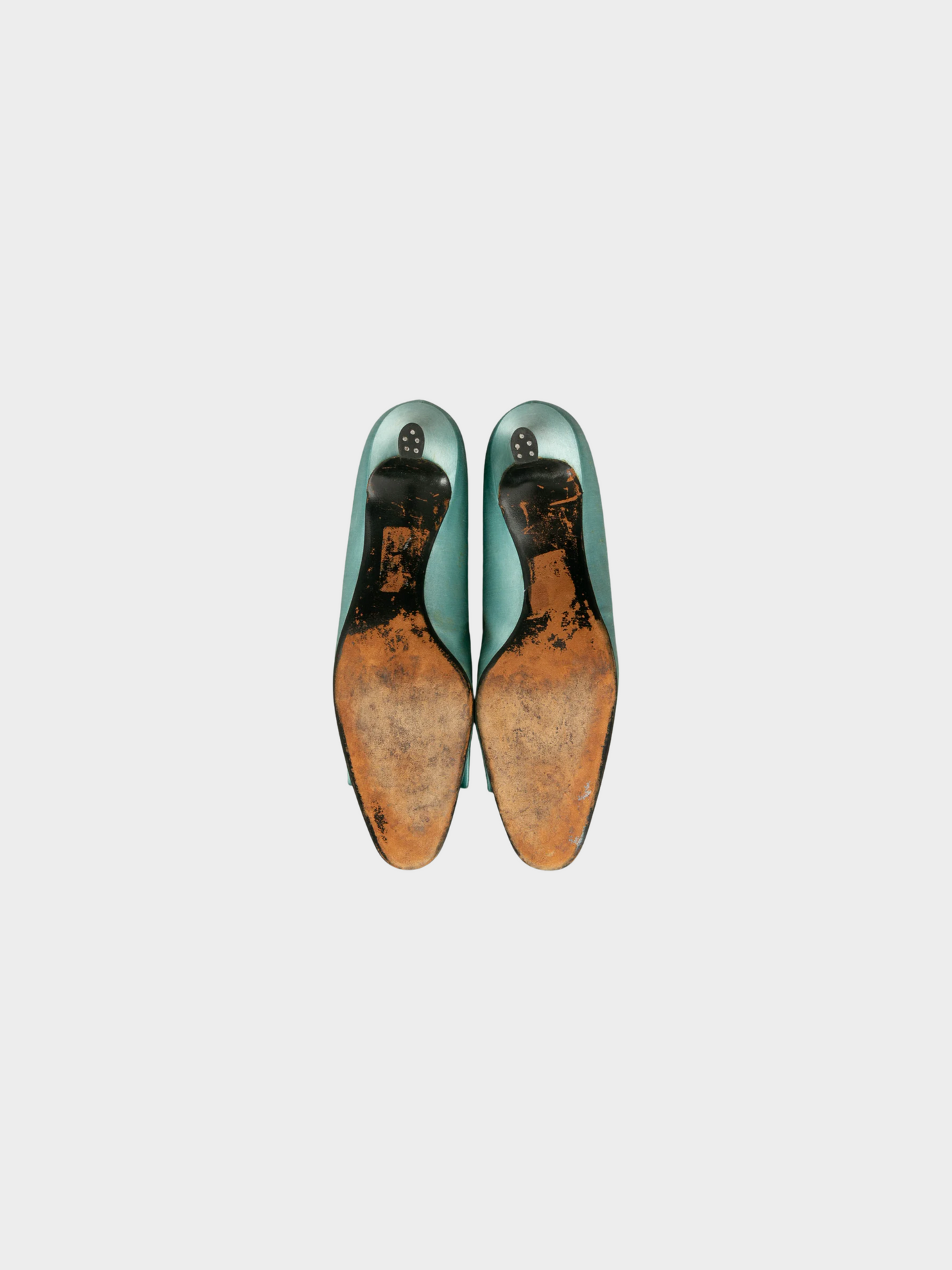 Christian Dior 1960s Light Blue Silk Bow Pumps