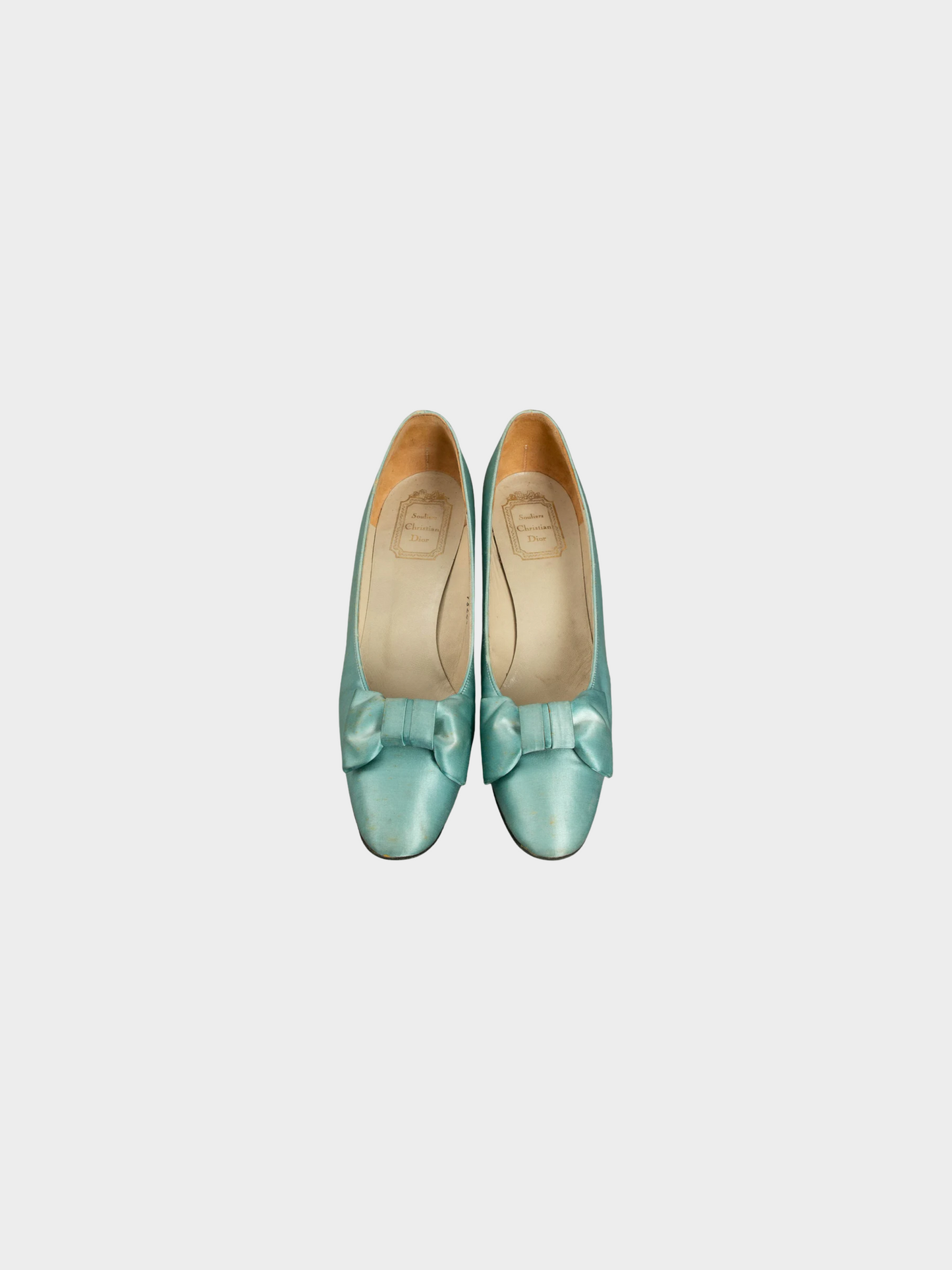 Christian Dior 1960s Light Blue Silk Bow Pumps