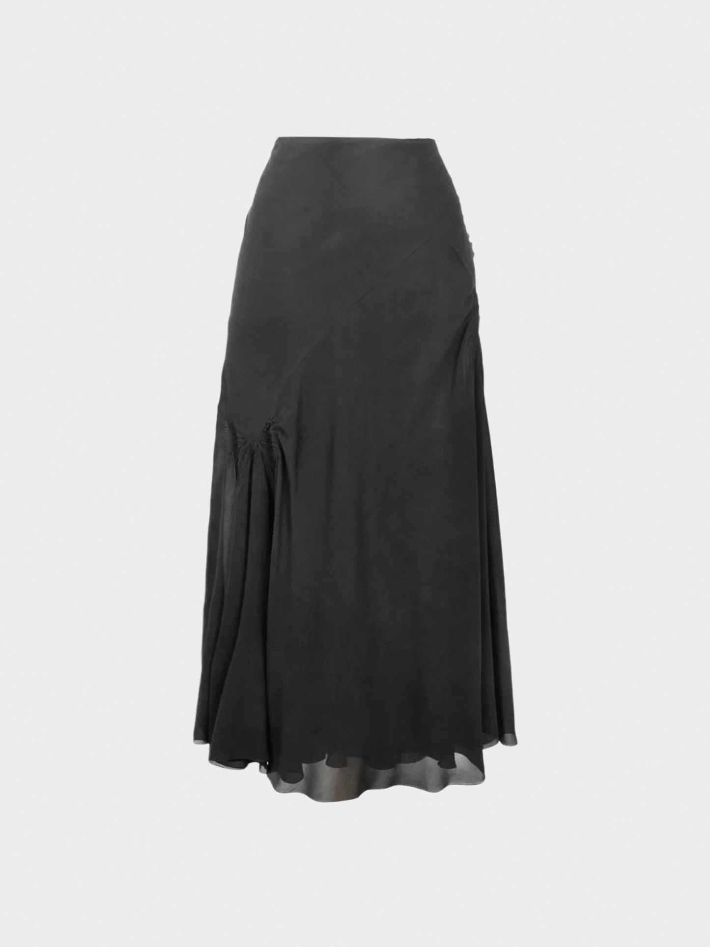 John Galliano 2005 Black Silk Maxi Skirt
