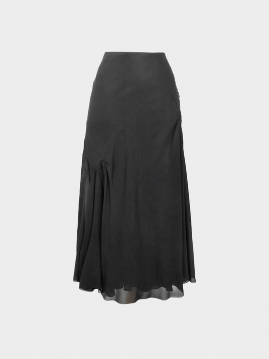 John Galliano 2005 Black Silk Maxi Skirt
