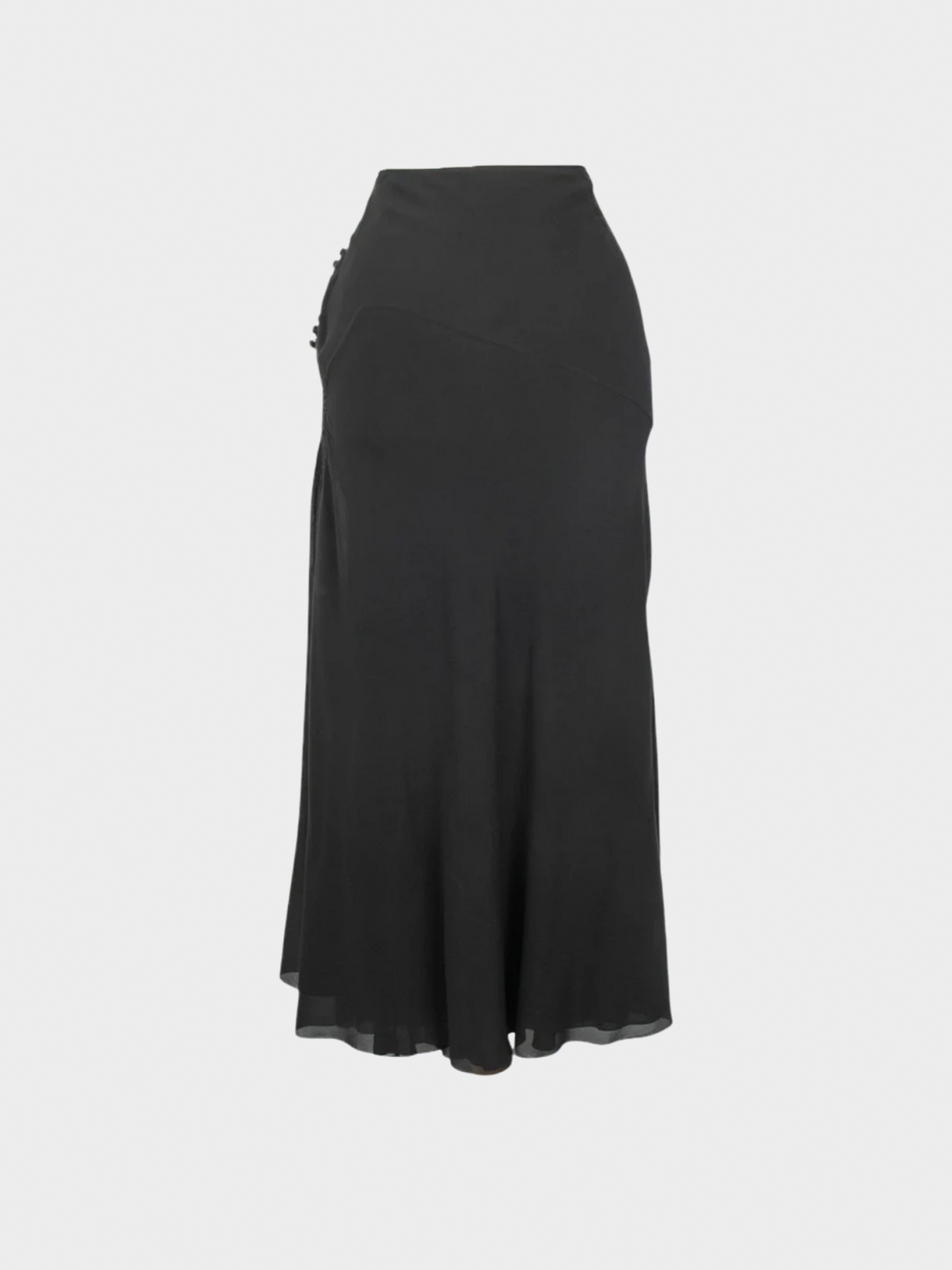 John Galliano 2005 Black Silk Maxi Skirt