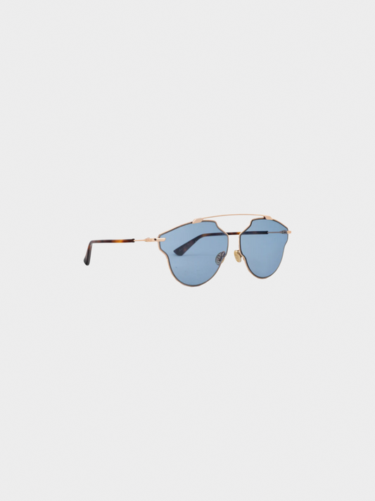 Christian Dior 2010s DiorSoRealPop Gold-Copper, Havana, & Blue Sunglasses