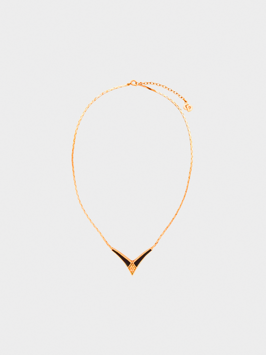 Christian Dior 1980s Gold with Black Resin Necklace
