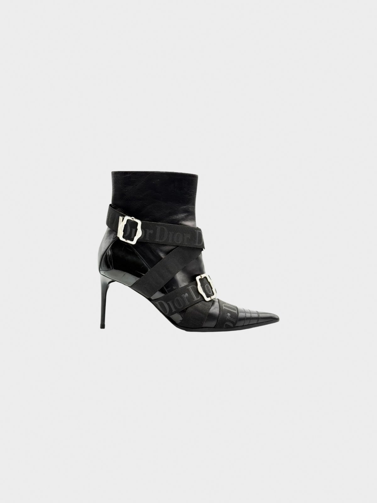 Christian Dior FW 2004 Black Strap Ankle Boots