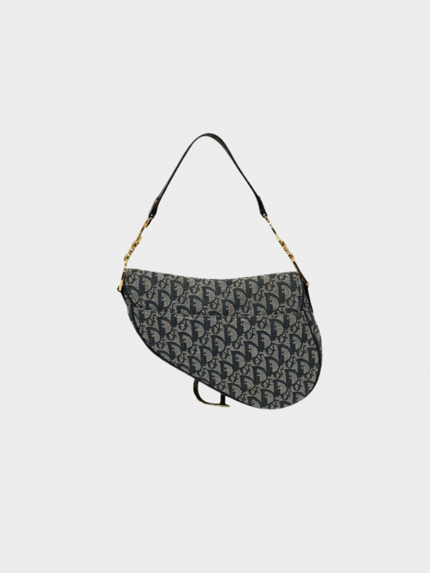 Christian Dior 2000s Navy Trotter Monogram Canvas Saddle Bag