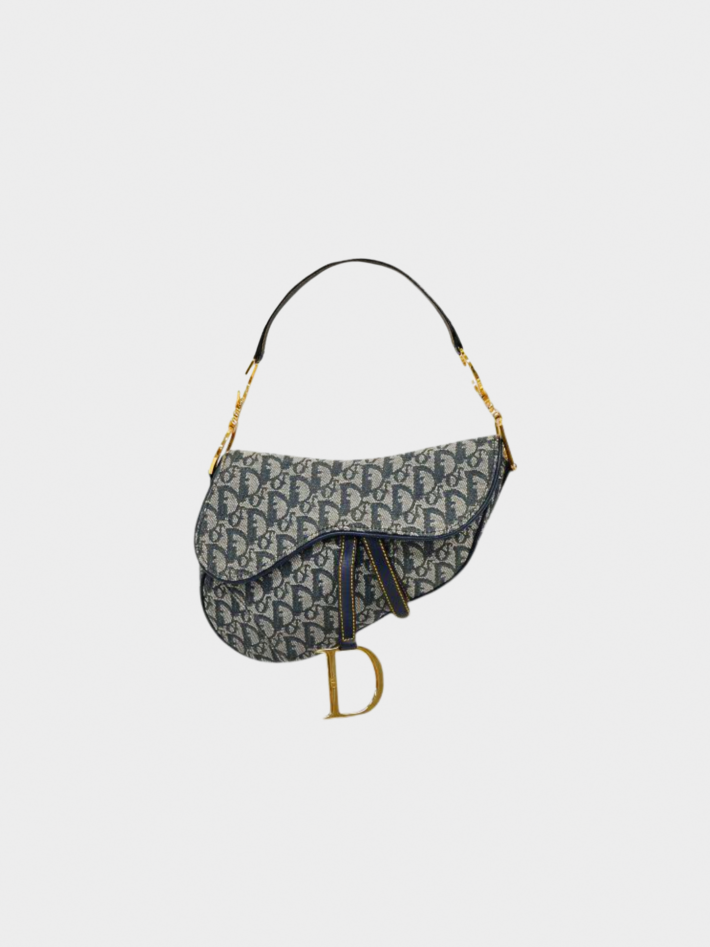 Christian Dior 2000s Navy Trotter Monogram Canvas Saddle Bag