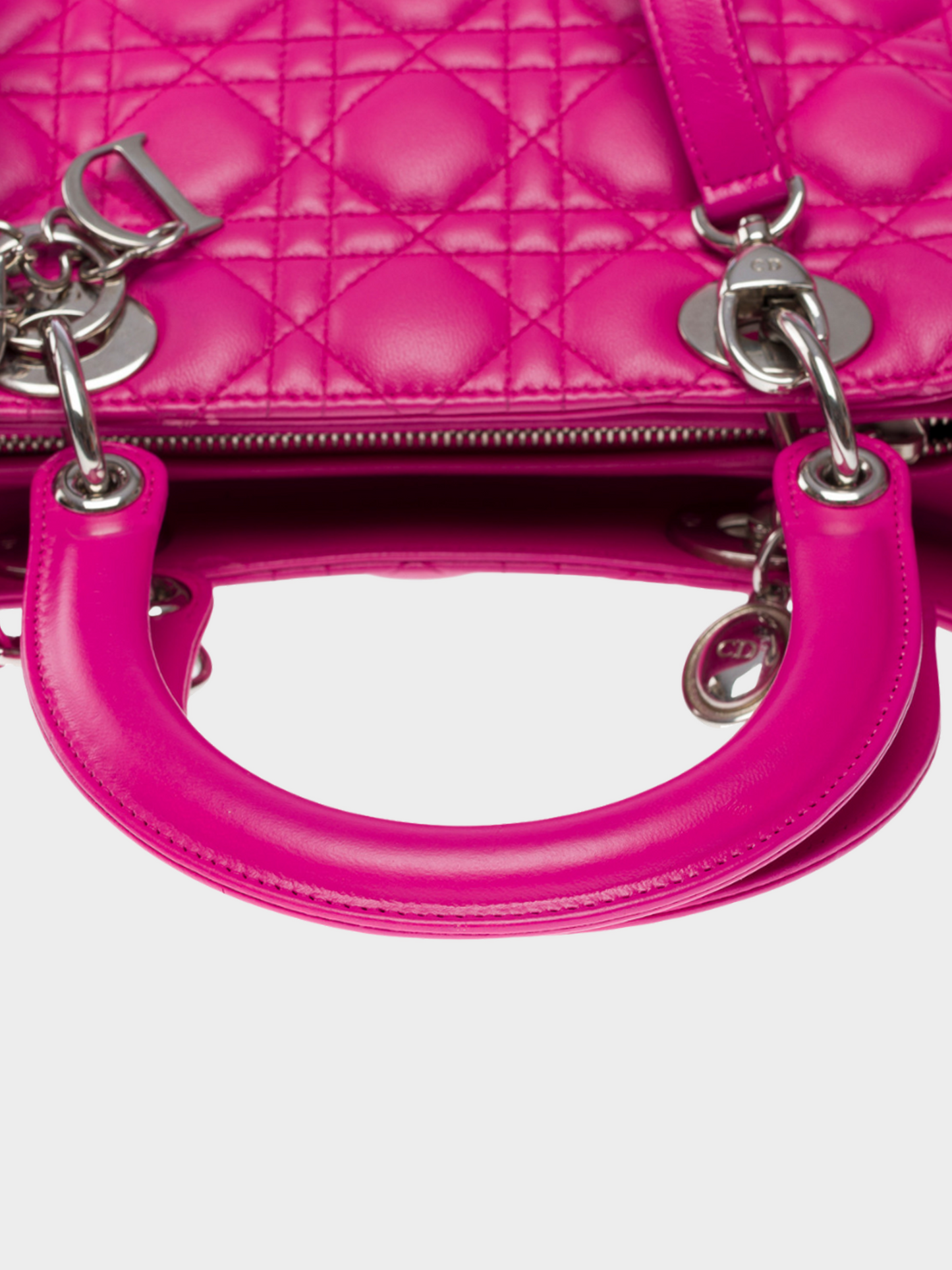 Christian Dior 2011 Bright Pink Medium Cannage Lady Dior Bag
