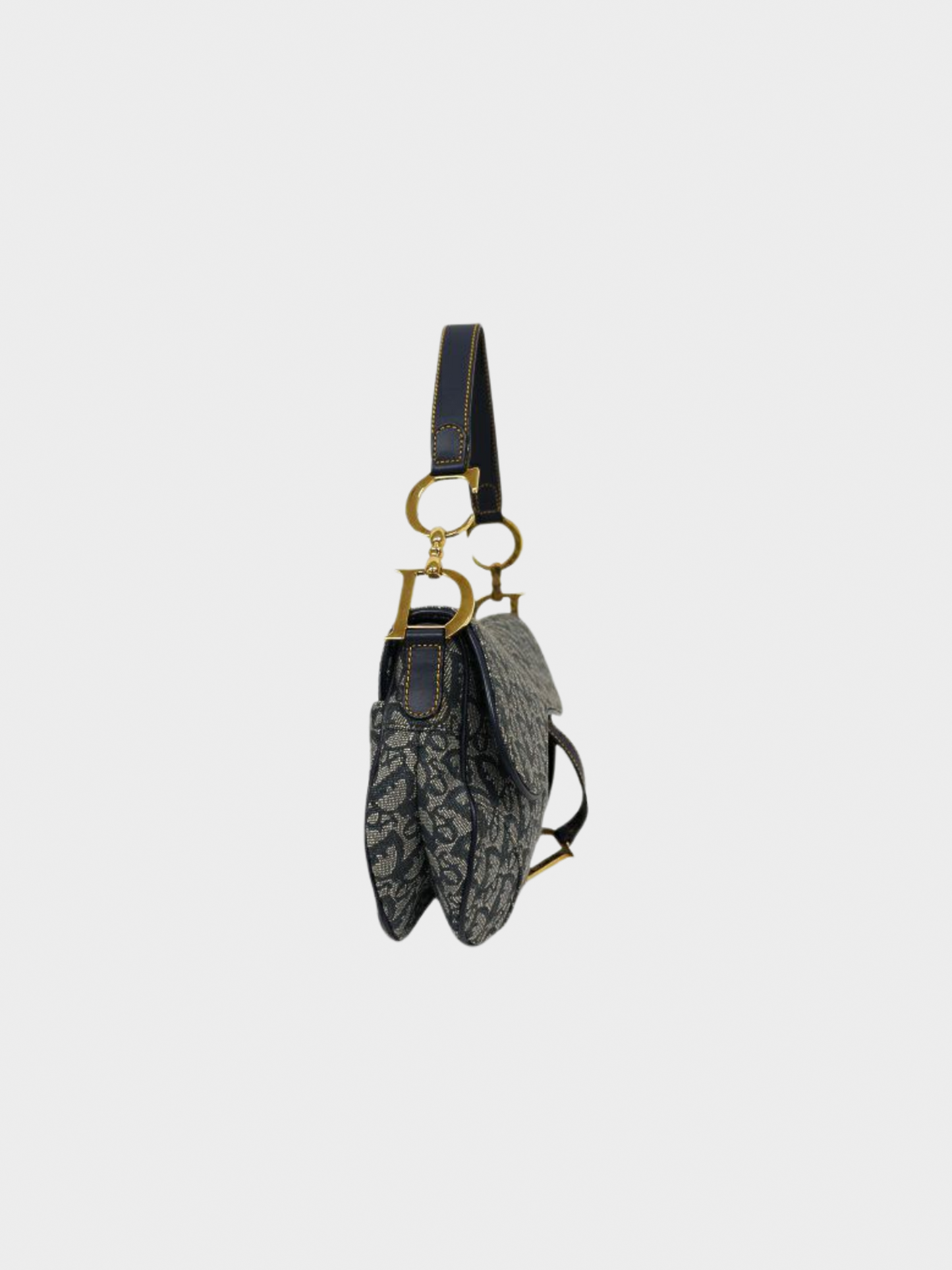 Christian Dior 2000s Navy Trotter Monogram Canvas Saddle Bag