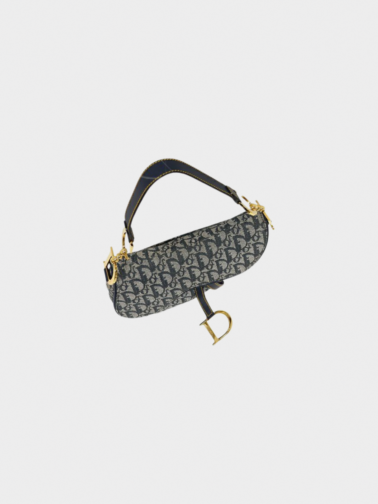Christian Dior 2000s Navy Trotter Monogram Canvas Saddle Bag