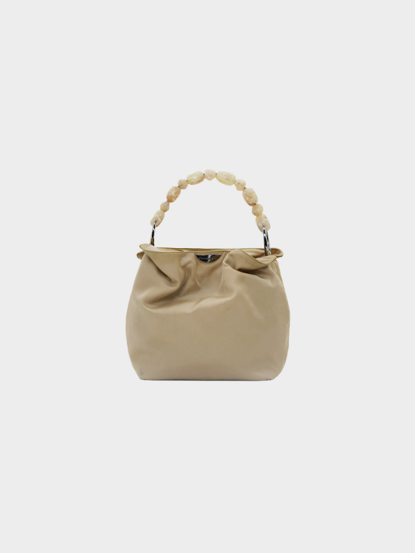 Christian Dior by John Galliano 2000s Brown Silk Malice Stone-Handle Bag