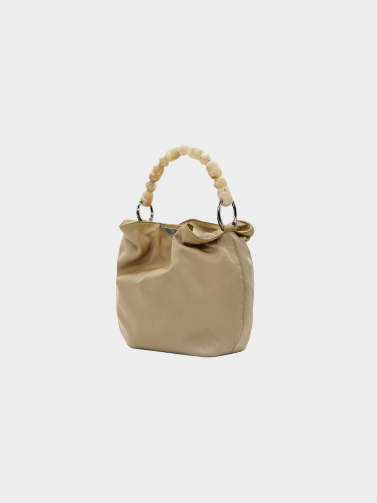 Christian Dior by John Galliano 2000s Brown Silk Malice Stone-Handle Bag