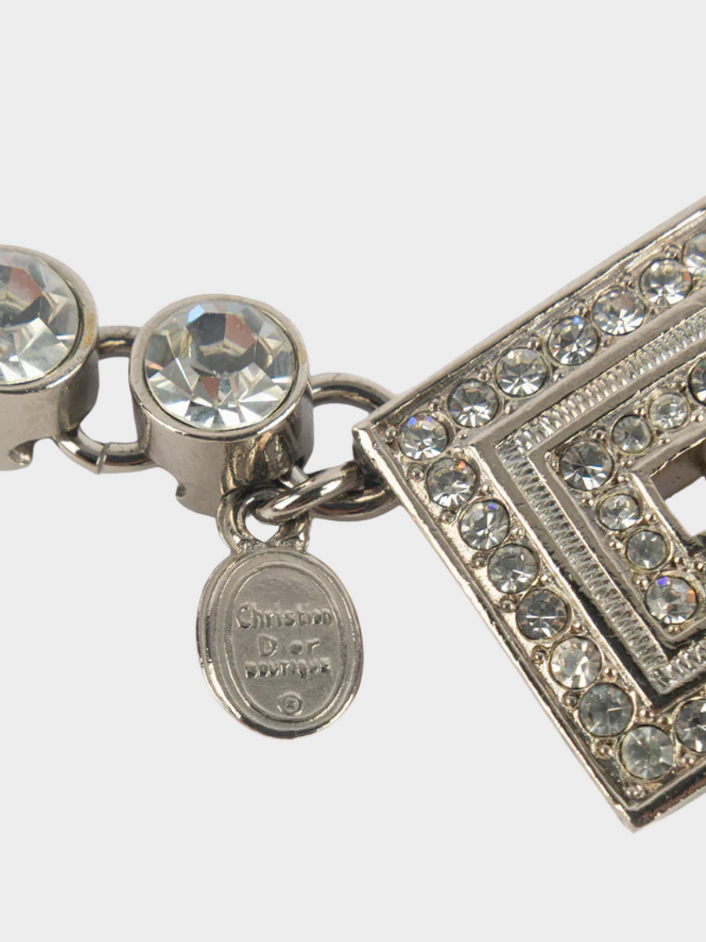 Christian Dior 1990s Silver Metal Articulated Rhinestone Belt