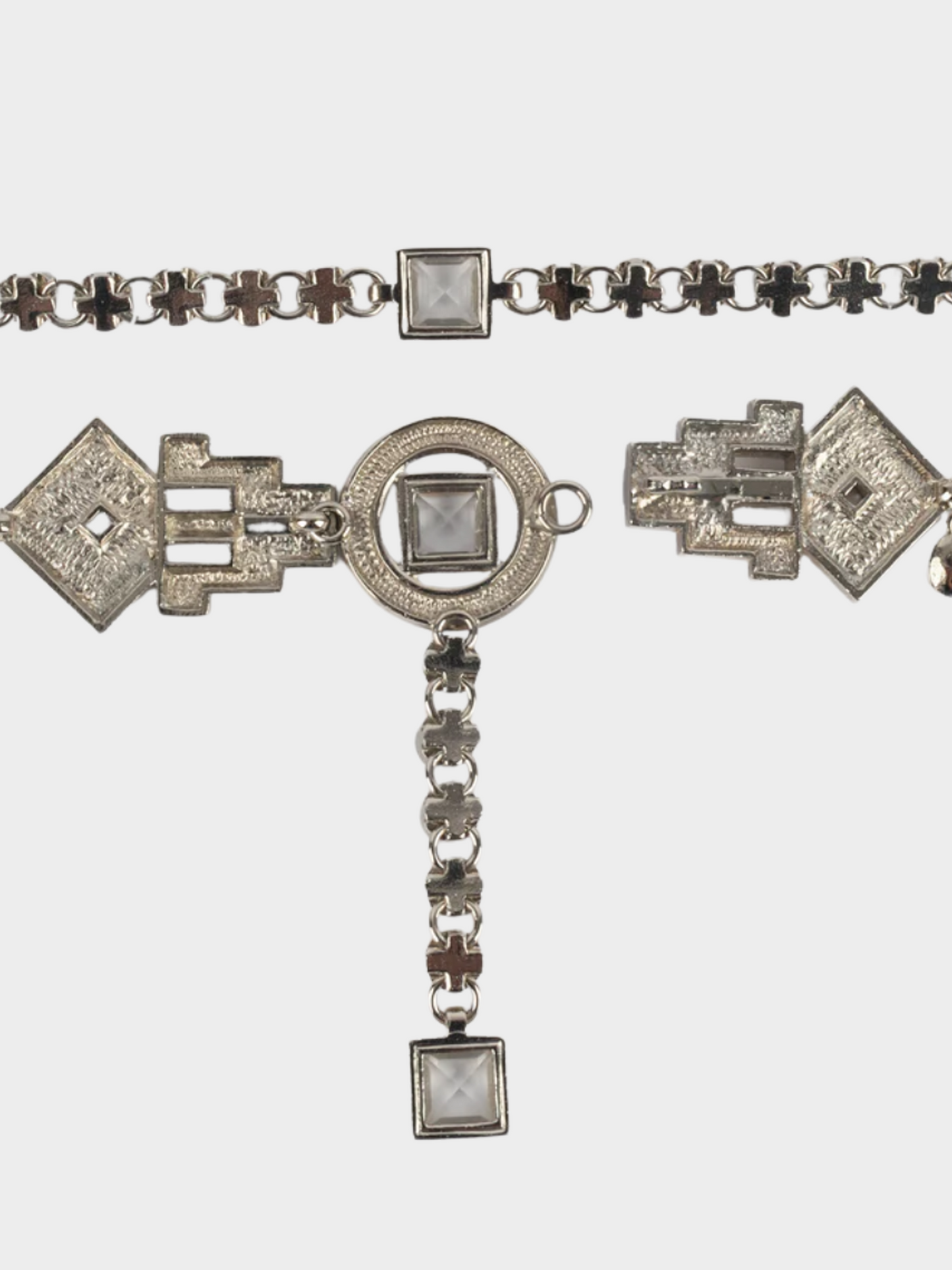 Christian Dior 1990s Silver Metal Articulated Rhinestone Belt