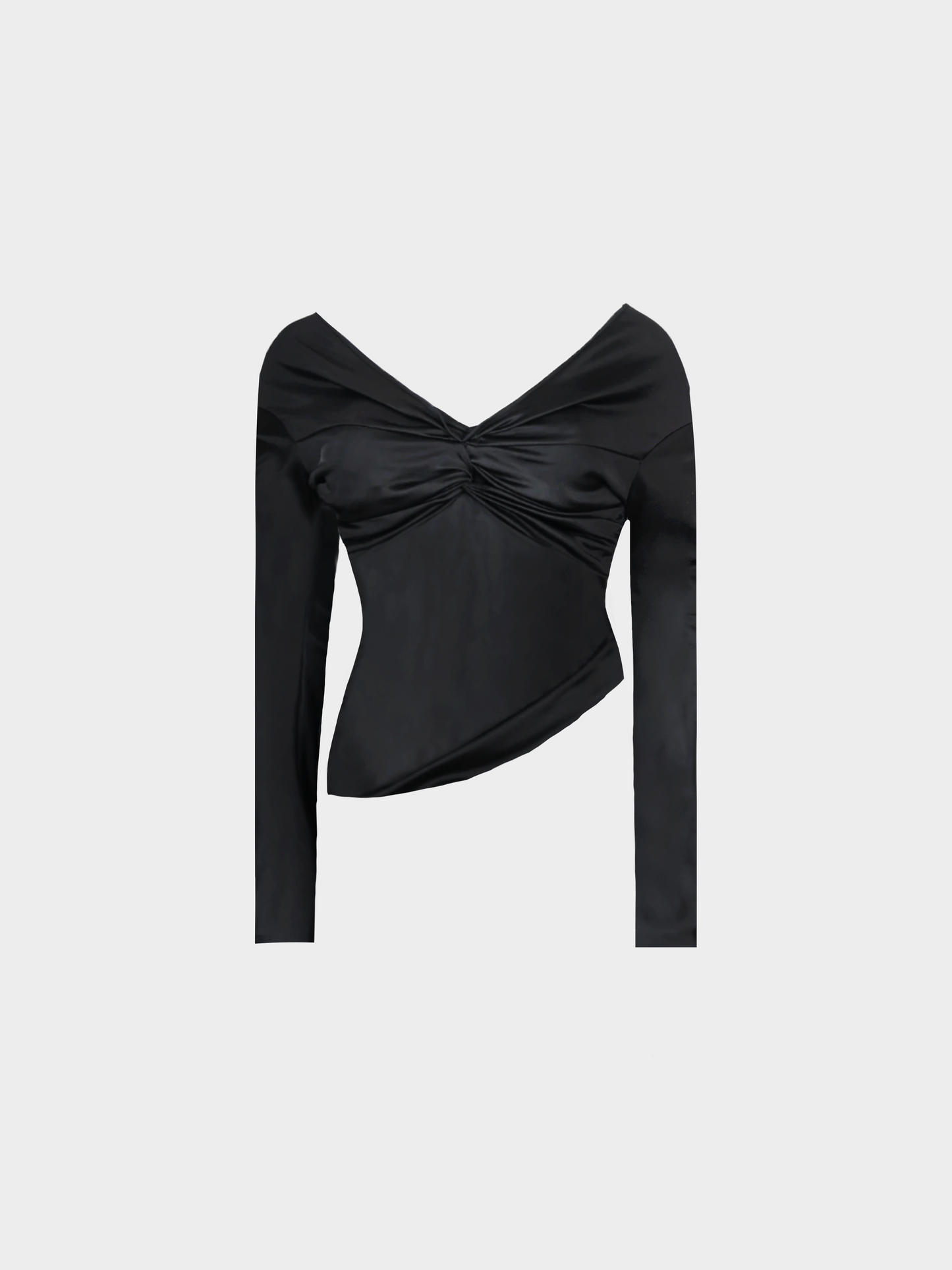 Christian Dior FW 2001 Black Silk Long Sleeve Ruched Top