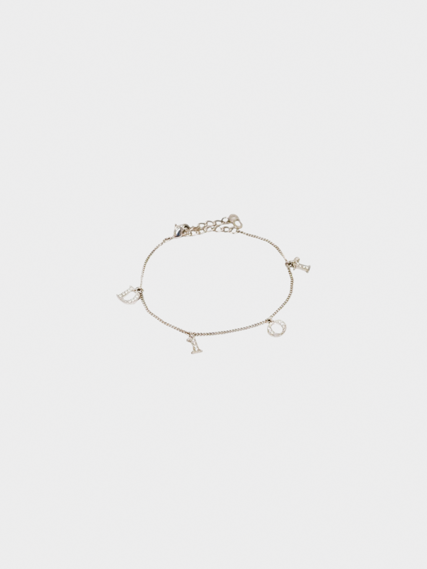 Christian Dior 2000s Silver Logo Rhinestone Bracelet