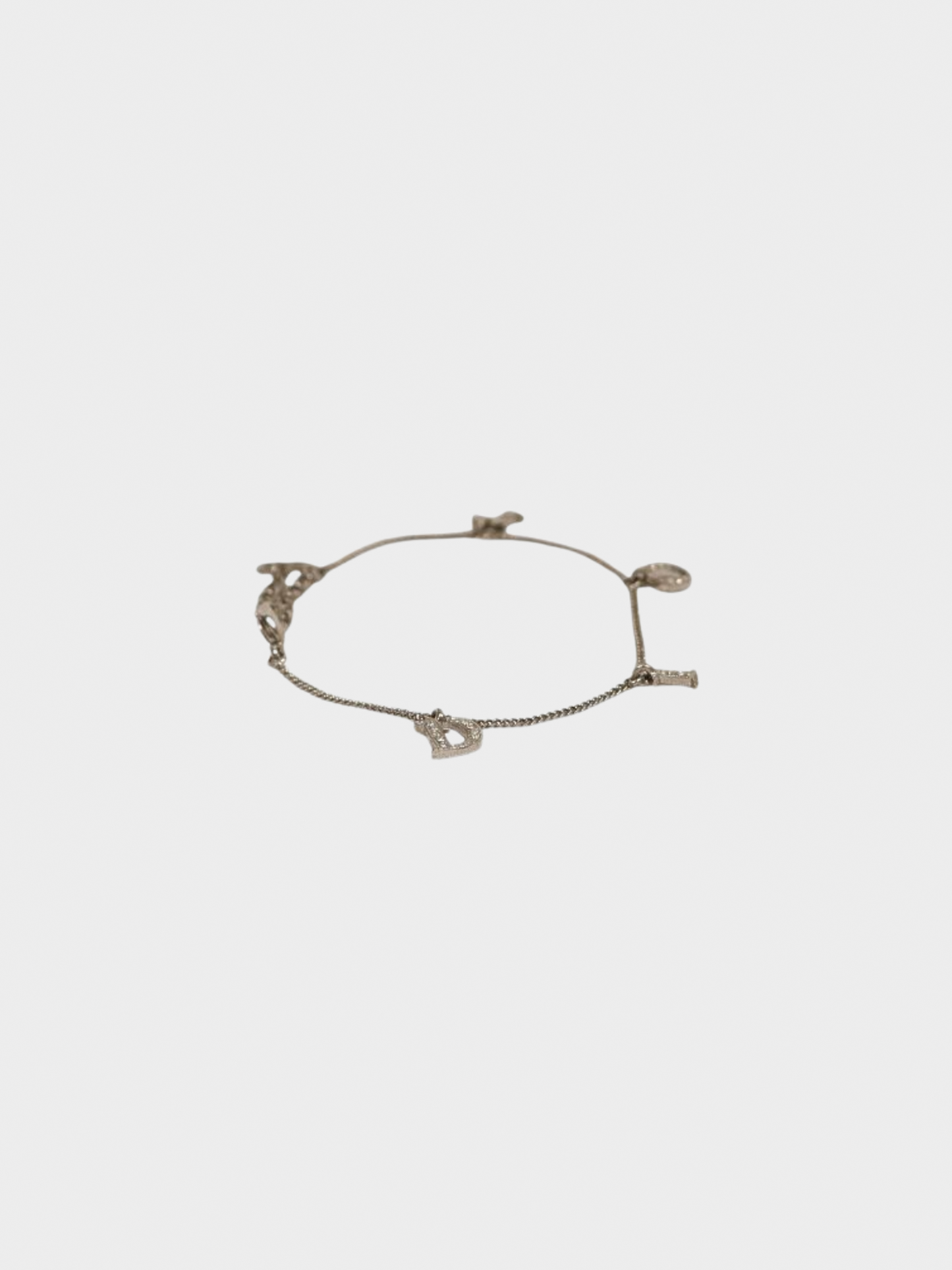 Christian Dior 2000s Silver Logo Rhinestone Bracelet
