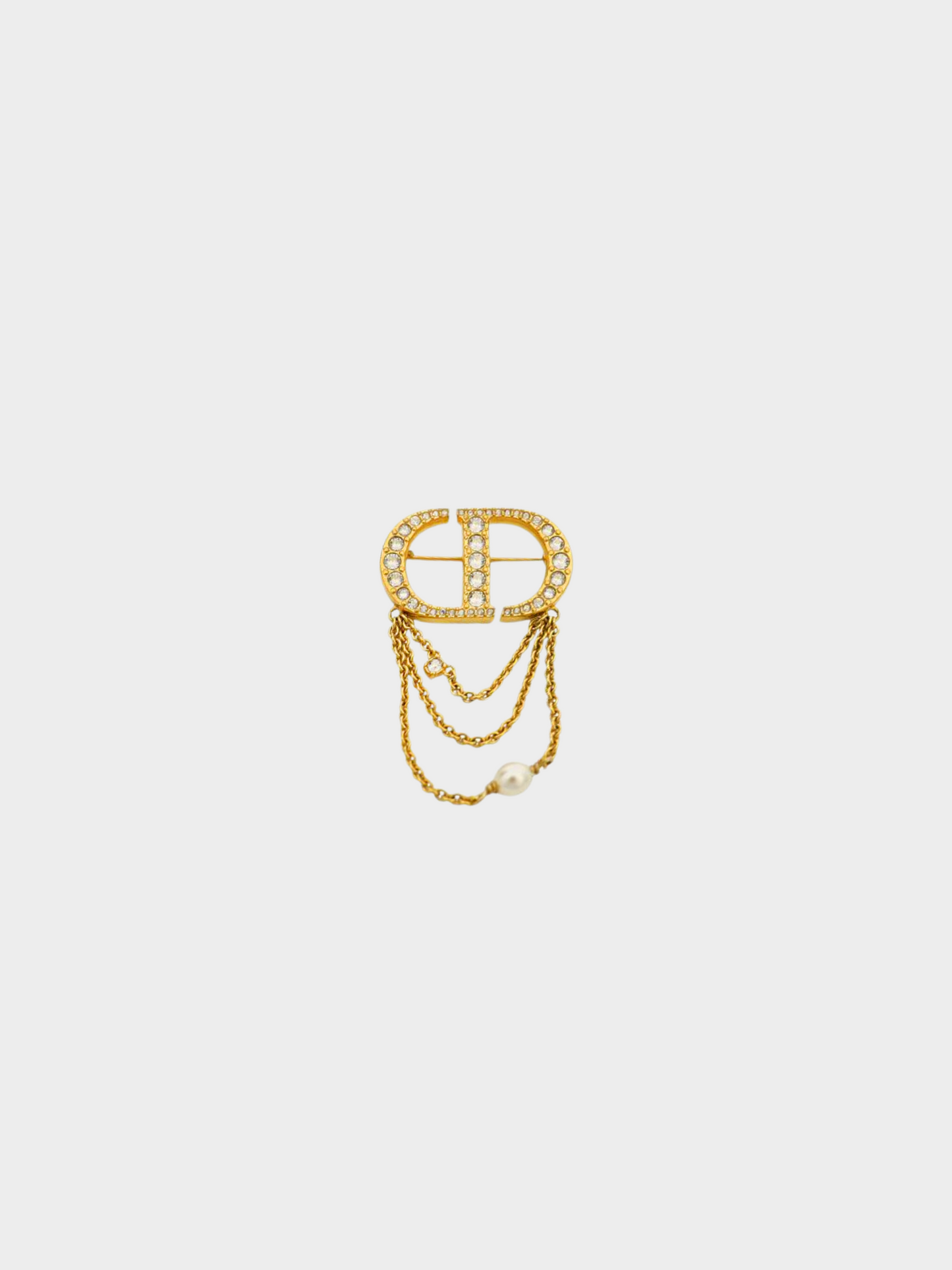 Christian Dior 2010s Petite CD Logo Rhinestone Brooch