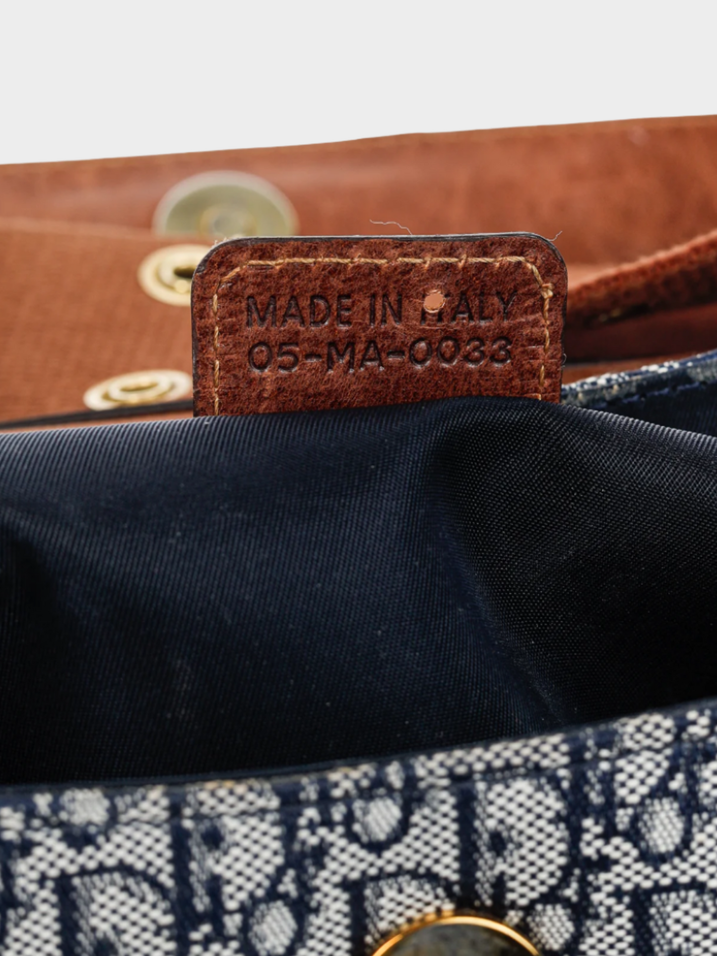 Christian Dior by John Galliano 2003 Muted blue and Brown Street Chic Columbus Avenue Logo-Jacquard Shoulder Bag