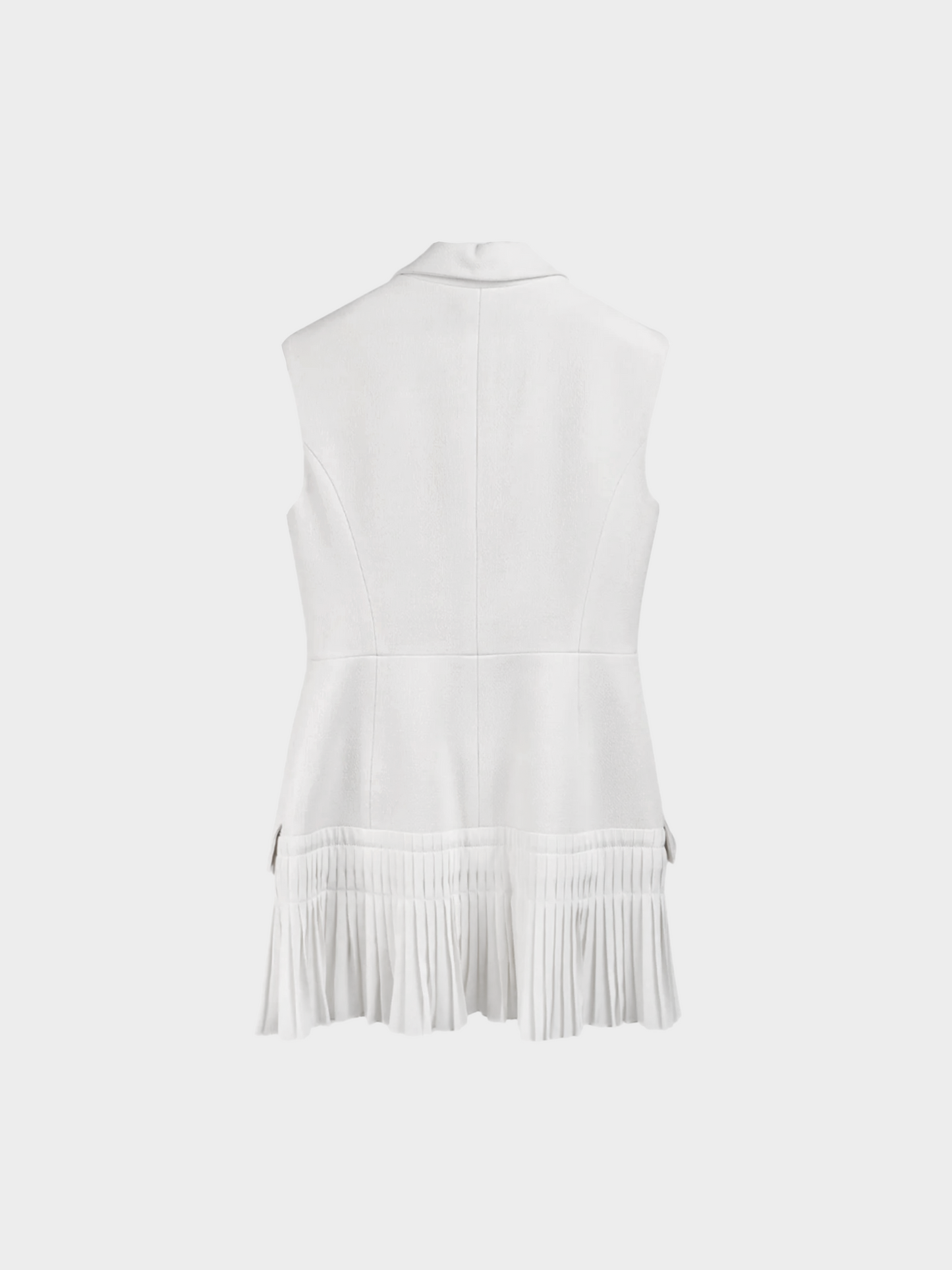 Christian Dior 2020s Ivory Cream Wool Pleated Tunic Vest Dress