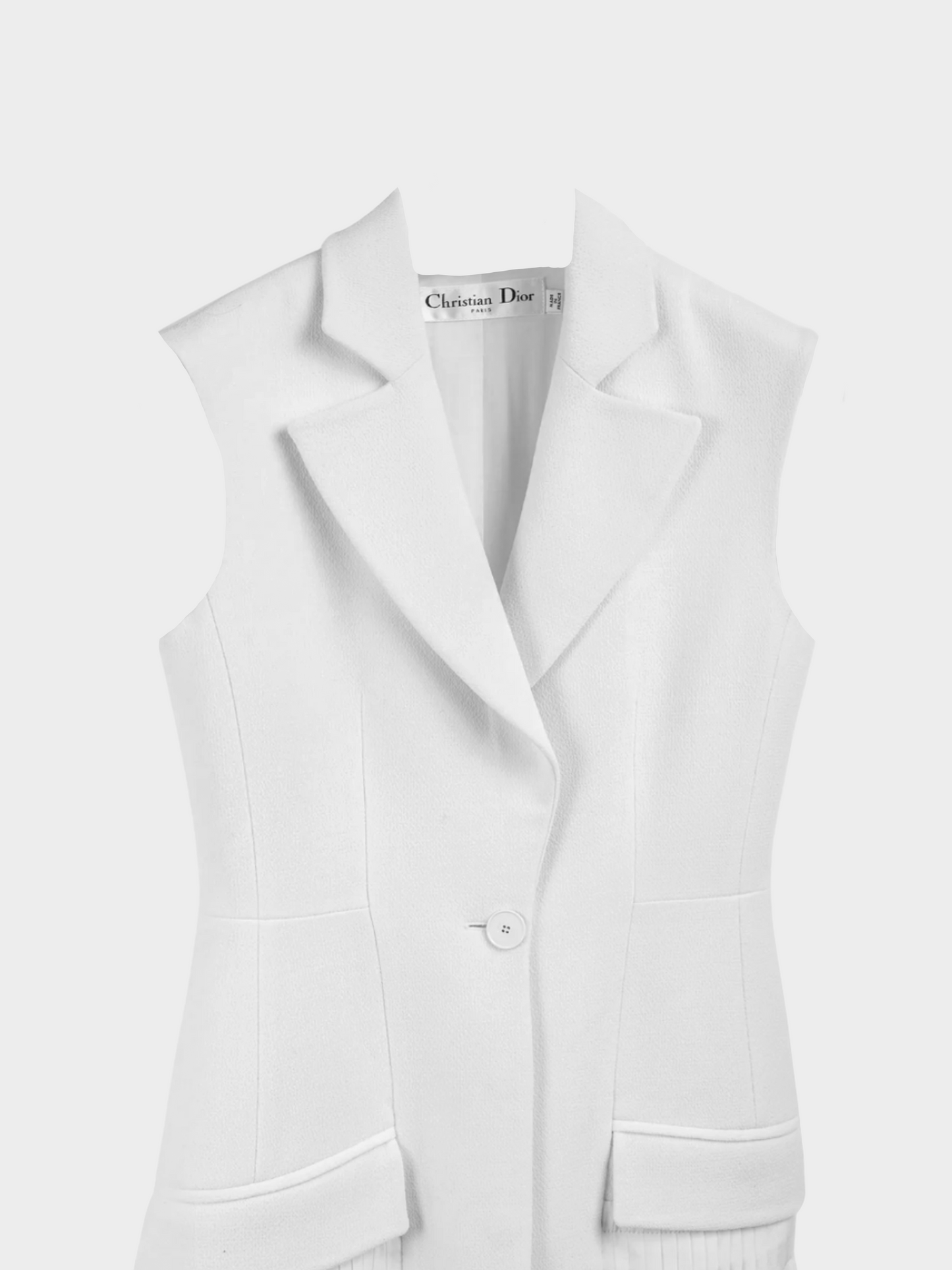 Christian Dior 2020s Ivory Cream Wool Pleated Tunic Vest Dress