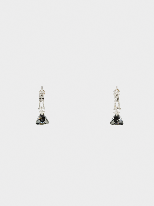 Christian Dior 2000s Silver Rhinestone Drop Earrings