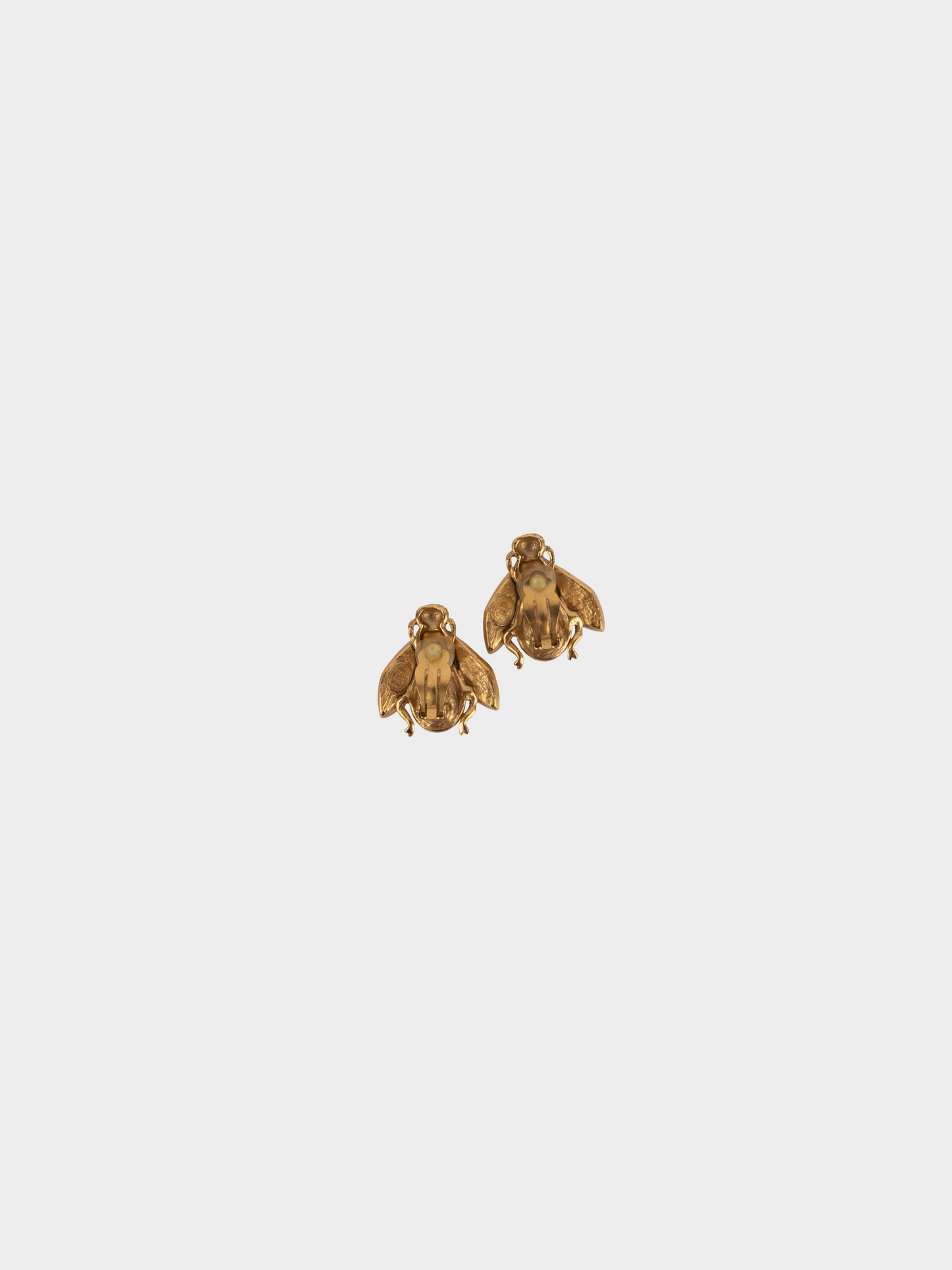 Christian Dior 1990s Gold Bee Rhinestone Clip-on Earrings