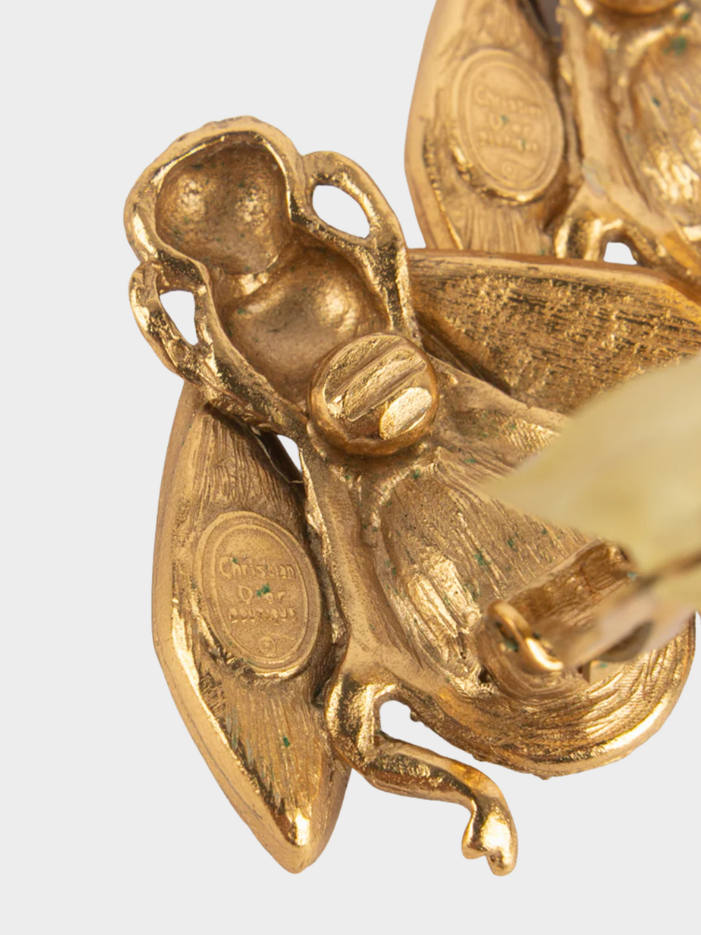 Christian Dior 1990s Gold Bee Rhinestone Clip-on Earrings