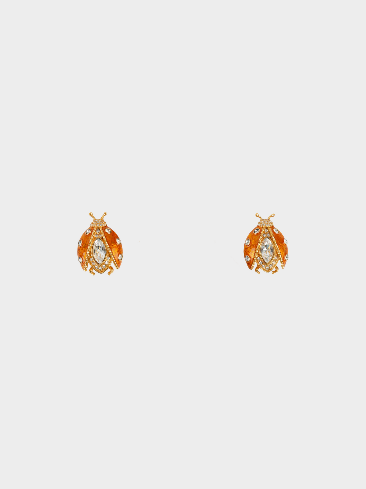 Christian Dior 1990s Ladybug Rhinestone Clip-on Earrings