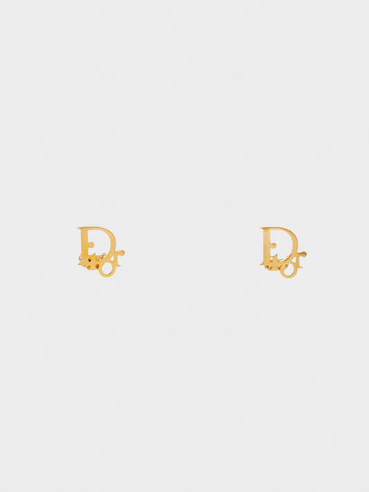 Christian Dior 2000s Gold Logo Mania Earrings