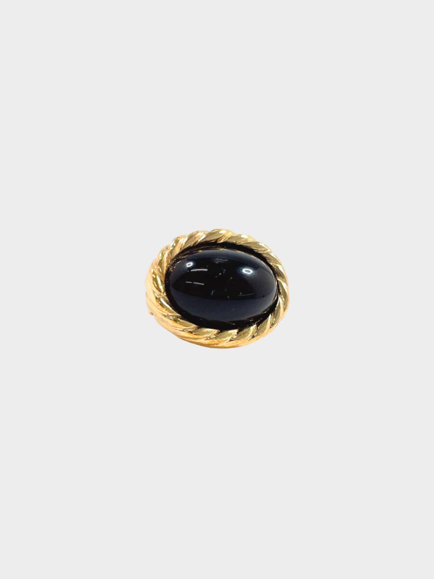 Christian Dior 1980s Onyx Black Enamel Oval Spiral Gold Earrings