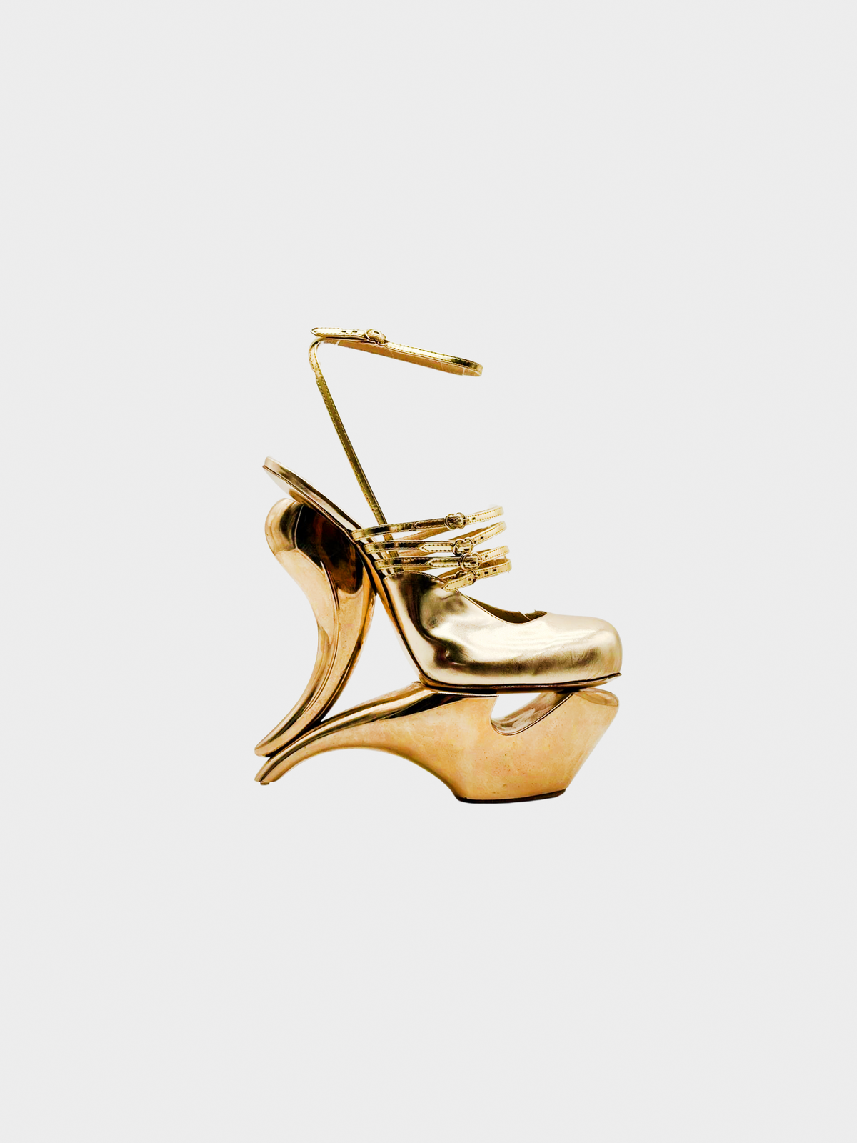 John Galliano SS 2009 Sculptural Gold Leather Heels