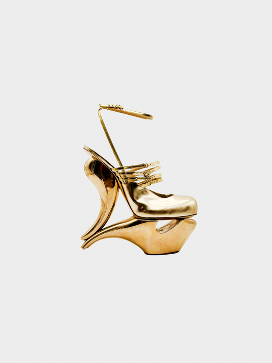 John Galliano SS 2009 Sculptural Gold Leather Heels