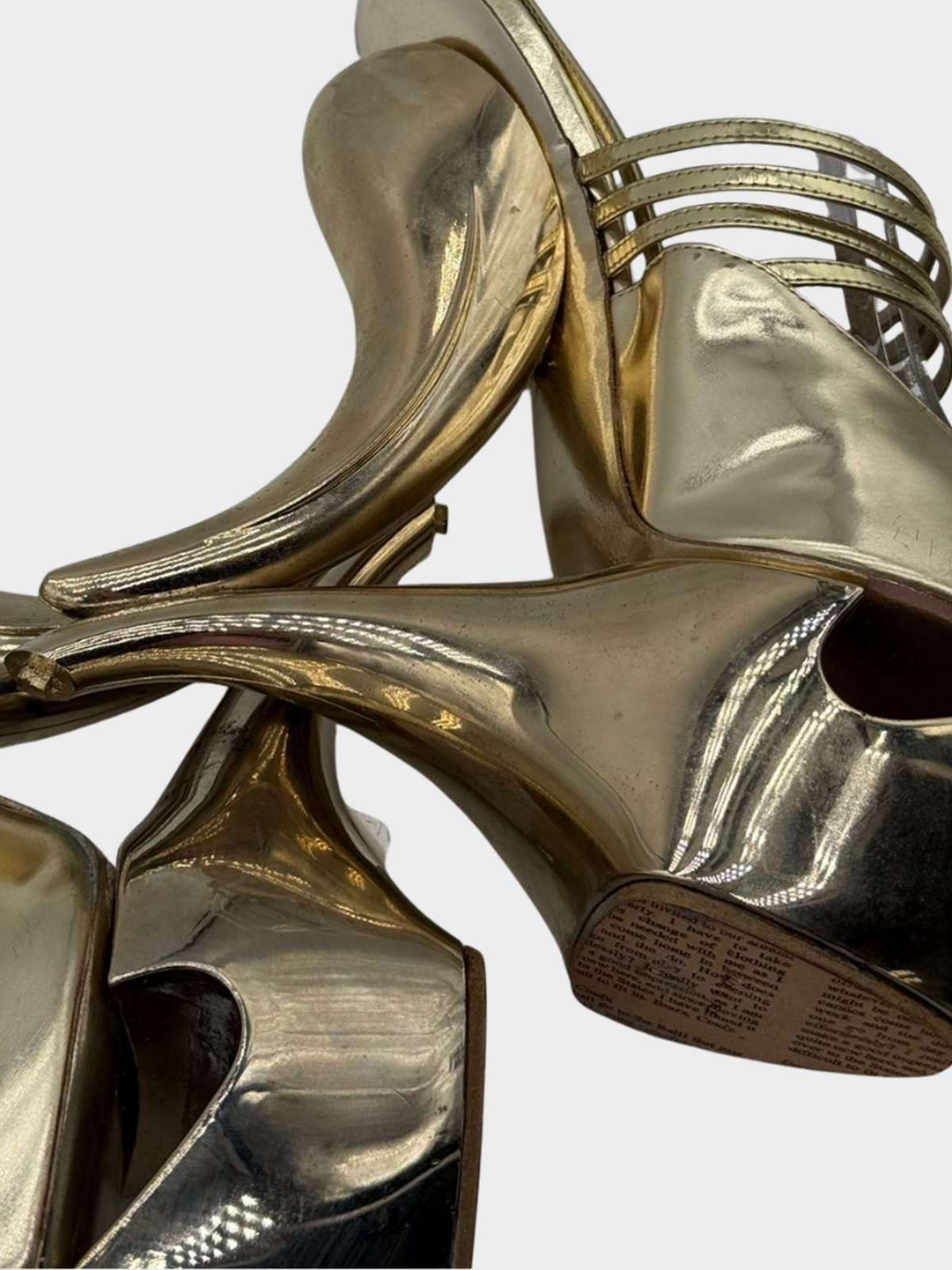 John Galliano SS 2009 Sculptural Gold Leather Heels