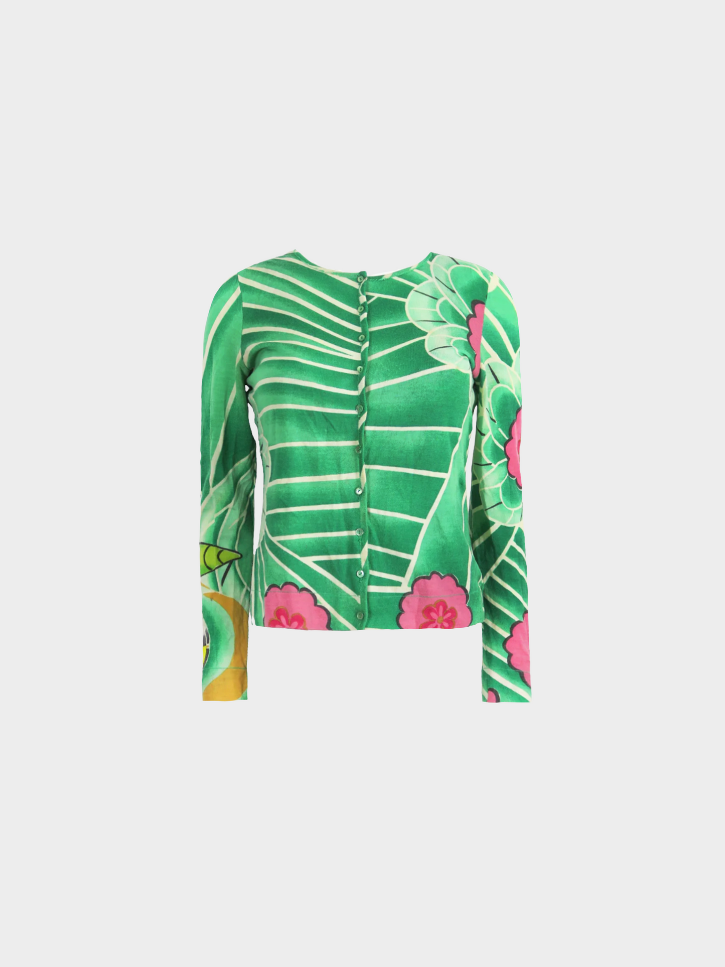 Christian Dior by John Galliano SS 2003 Green "Koi Fish" Printed Cardigan and Tank Top Set