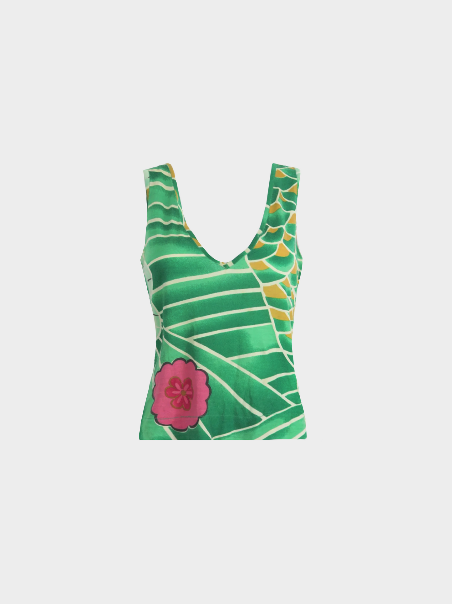 Christian Dior by John Galliano SS 2003 Green "Koi Fish" Printed Cardigan and Tank Top Set