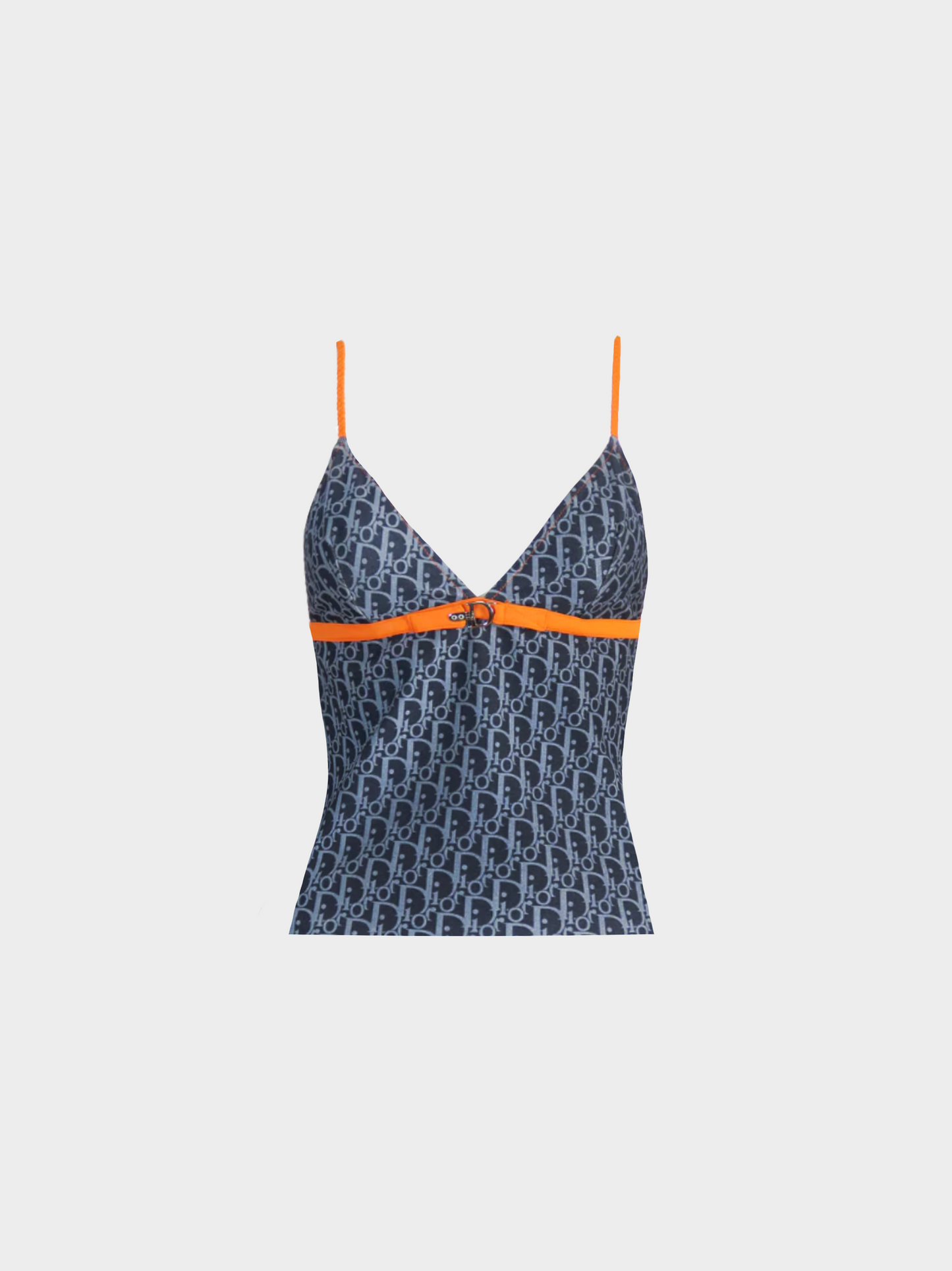 Christian Dior SS 2005 Navy Monogram Print Cami Top and Mini Skirt Set