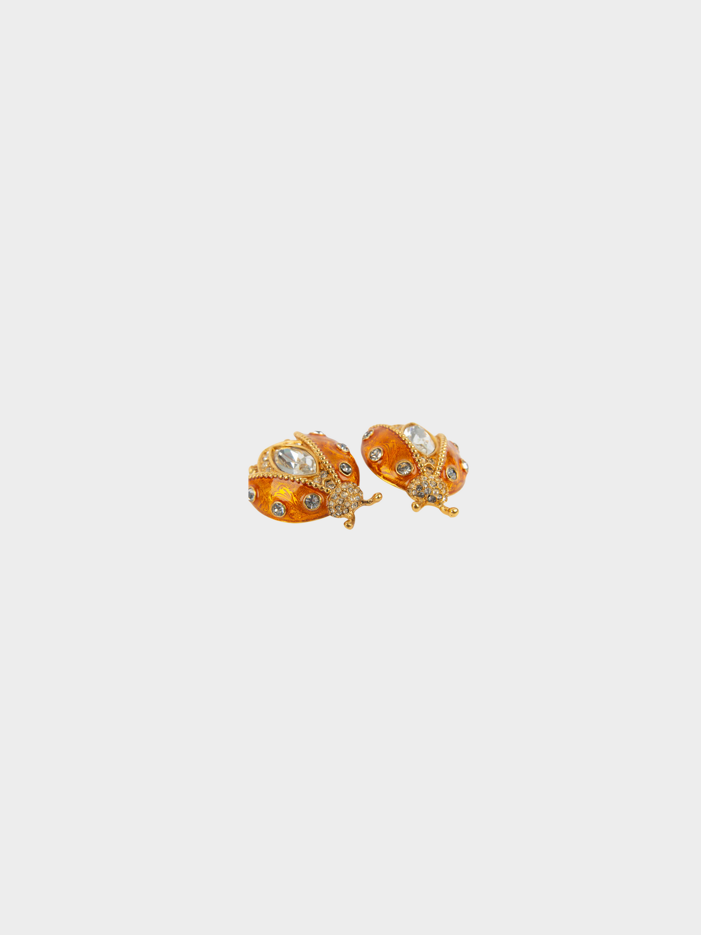 Christian Dior 1990s Ladybug Rhinestone Clip-on Earrings