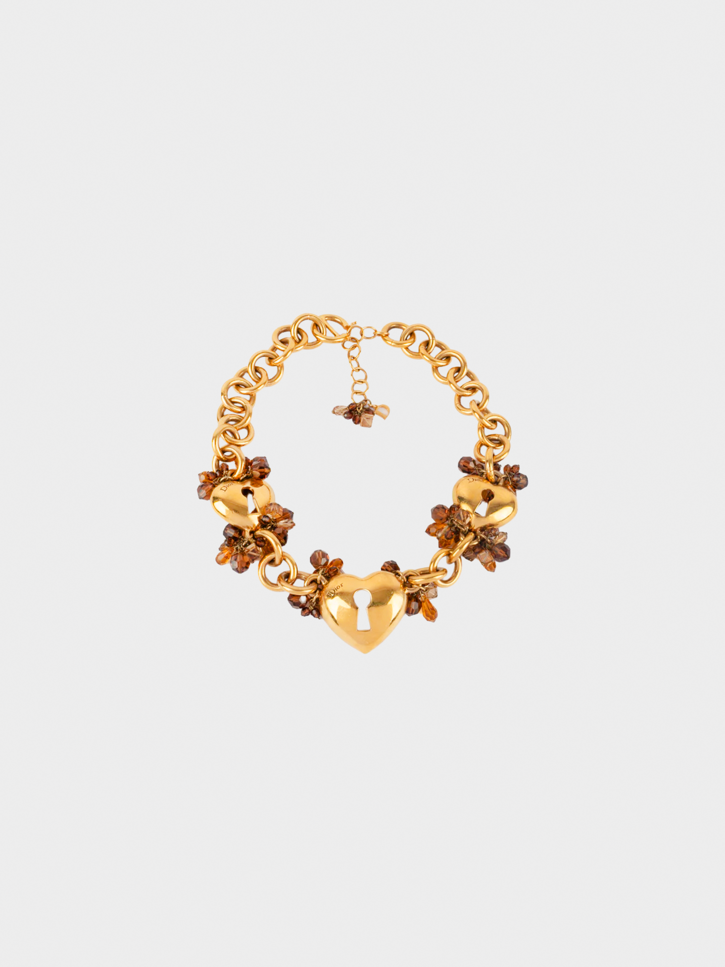 Christian Dior 1990s Gold Heart Padlock Necklace