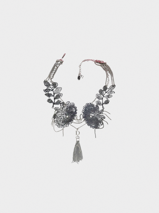Christian Dior 2000s Black Openwork Choker Necklace