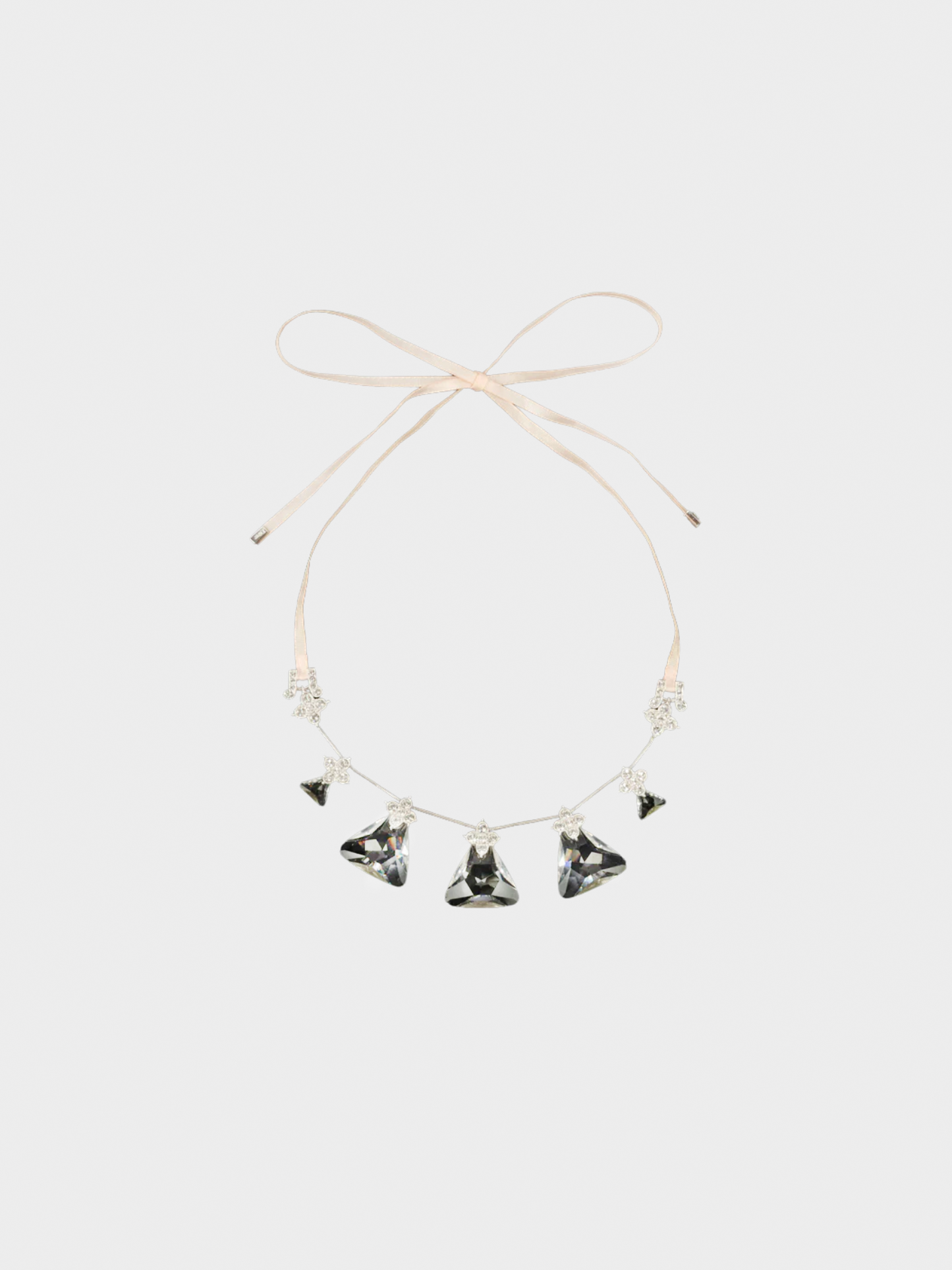Christian Dior 2000s Silver Ribbon Rhinestone Necklace