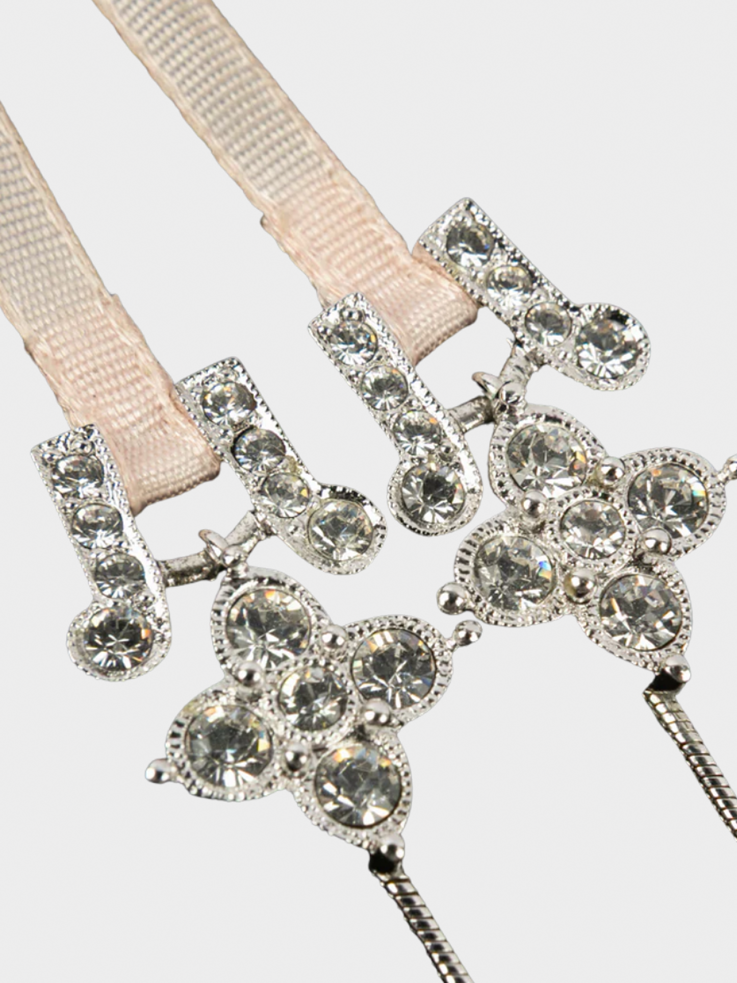 Christian Dior 2000s Silver Ribbon Rhinestone Necklace